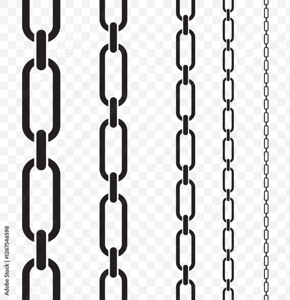 Poster abstract chain round frame. black circle frames with chains patterns isolated transparent background