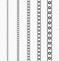 Abstract chain round frame. Black circle frames with chains patterns isolated transparent background. 