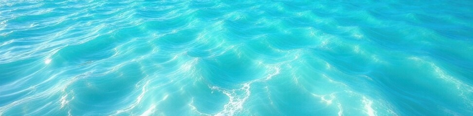 Obraz premium Wavy ocean water with foamy blue turquoise surface, blue ocean, ocean, calm sea