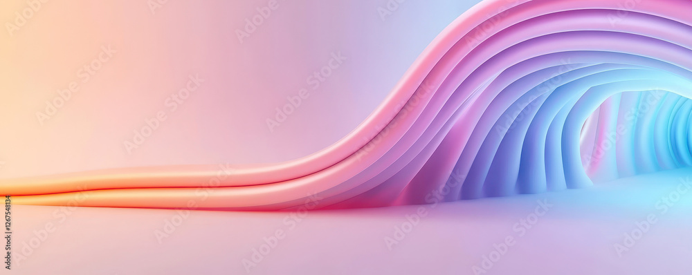 Wall mural abstract colorful light waves with smooth flowing texture on a pastel background