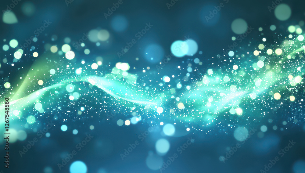 Canvas Prints abstract background with glowing green and blue lights and bokeh effects