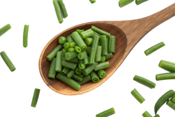 green beans cut in wooden isolated on transparent background png