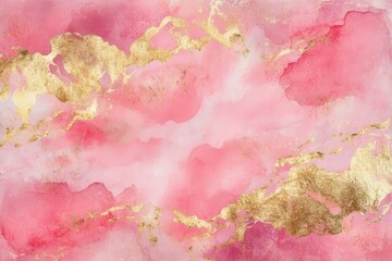 Fototapeta premium Elegant pink watercolor background with luxurious gold highlights for upscale branding and invitations