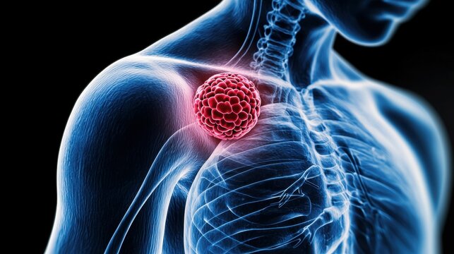 Human Anatomy with Tumor Growth Visualisation Art