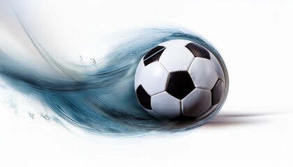 Fototapeta premium Soccer ball in motion isolated on white background. Generated image