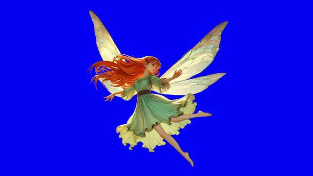 Fairy Flight Animation, chromakey Ready, Seamless loop
