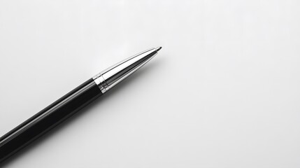 Elegant Black Pen with Silver Accents on Clean White Background