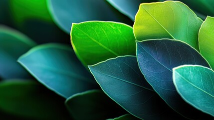 Obraz premium Vibrant green and blue leaves close-up .