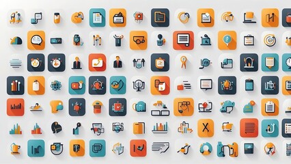 "Business Analytics Icon Set: Key Performance Indicators, Metrics, KPIs, Dashboards, Charts, and Data Visualizations"