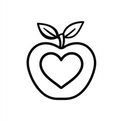 Fototapeta premium Simple apple icon with heart
