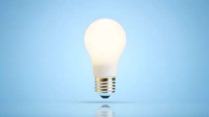 Bright Light Bulb Illuminating Against a Soft Blue Background