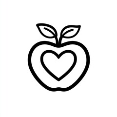 Fototapeta premium Healthy heart apple, simple icon, white background, wellness