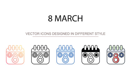 8 March icon design with white background stock illustration