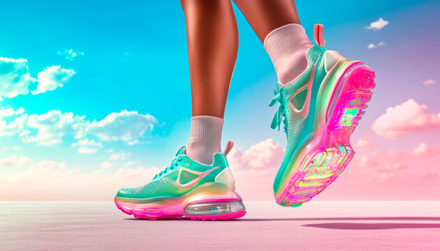 Experience the fusion of comfort and fashion with these neon-colored Air Max sneakers.