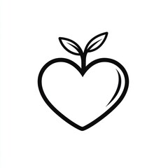Heart Shaped Apple Sprout Icon