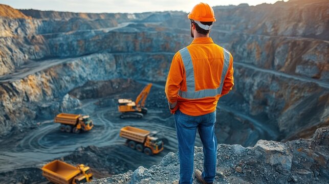 Mining Engineer Observing Quarry Operations