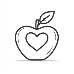 Fototapeta premium Simple apple graphic with heart, healthy eating, digital illustration
