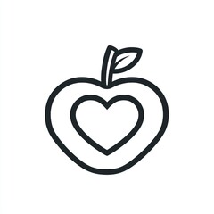 Fototapeta premium Simple apple graphic with heart, design element