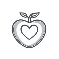 Fototapeta premium Healthy Apple Heart Symbol, Simple Graphic