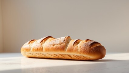 freshly baked baguette with golden crust
