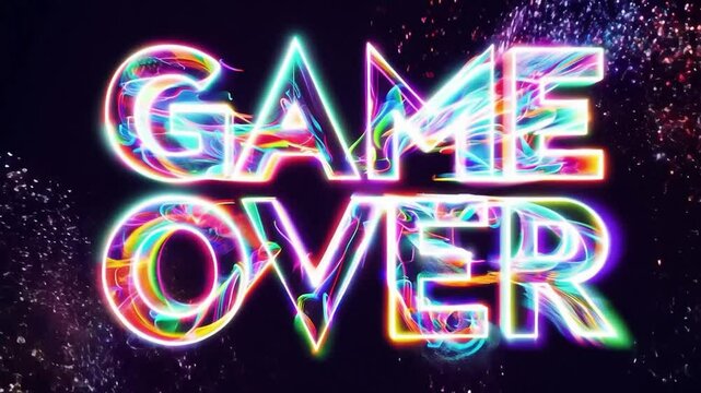 A beautiful animated lettering of the words Game Over in the style of 80s action slot machines.