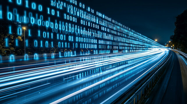 Binary code traveling the data highway