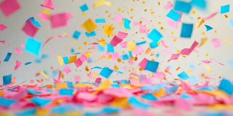 Colorful Confetti Burst on a Neutral Background for Celebrations.