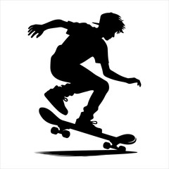 Skateboard player silhouette vector. Skateboarders icons set. Skateboarder skateboarding vector silhouette illustration
