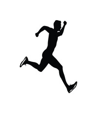 An athletic runner sprints forward. This vector silhouette is submitted to Adobe Stock as sports illustration content.