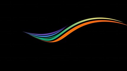 Colorful Curved Lines: A vibrant collection of flowing shapes against a stark black backdrop, creating visual interest.