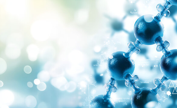 An eye-catching background for "V Thicker", featuring DNA strands and glowing molecules, representing the scientific theme of pheromones in human males. The color scheme should be light blue with whit