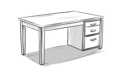 Simple sketch of a wooden desk