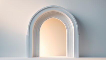 Fototapeta premium An Elegant Abstract White Arch Featuring Soft and Gentle Lighting to Enhance the Atmosphere