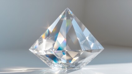 A Stunning Multifaceted Crystal Prism That Effectively Reflects and Refracts Light Beautifully.