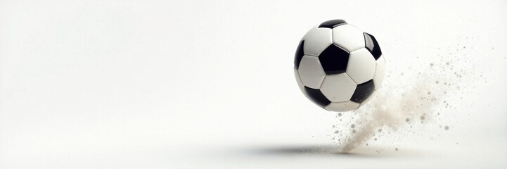 Obraz premium White background soccer ball in mid-air motion, game, sport, action