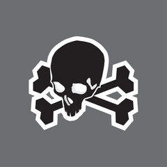 Cartoon robot skull machine head crossbones icon vector illustration template