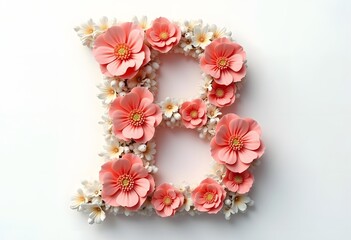 Letter B made of real natural flowers.
