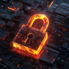 Glowing Padlock Concept for Digital Security