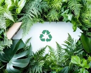 Explore the Intertwined Ecosystems A Visual Representation of Ecological Waste Management within a Thriving Lush Jungle Discover the Symbolism of Reduce, Reuse, Recycle in the Center, Highlighting