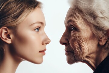 Transformation over time revealed in a side-by-side portrait of the same person years apart
