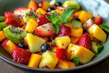 Colorful summer fruit salad full of fresh flavors and vibrant textures