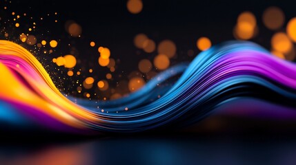 An abstract and colorful wave of data streams with bokeh light effect and gradients