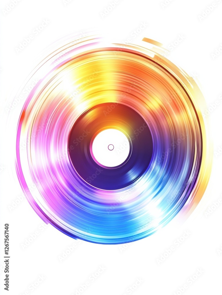 Fototapete Colorful spinning vinyl record creating a vibrant display of light and motion in a modern artistic style. Generative AI