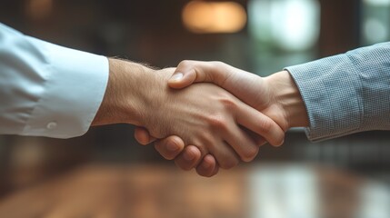 Businessmen shaking hands, deal, office, agreement, background blurred