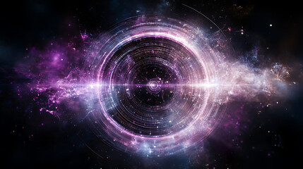 Obraz premium Cosmic Portal Activation with Galactic Light Emission and Energy Vortex Formation in Deep Space