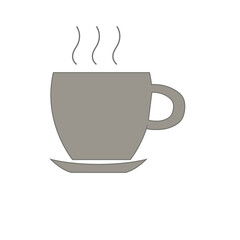 gray coffee cup and saucer icon