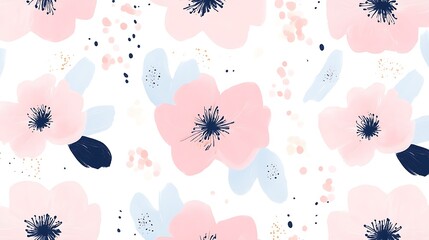 Abstract Pink and Blue Floral Watercolor Design
