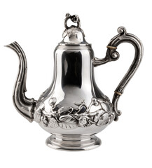 Antique Silver Teapot with Ornamental Design