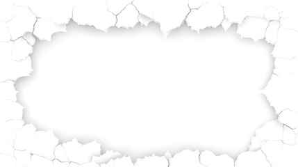 Fototapeta premium Cracked Wall Effect White Destruction With Cracks And Debris Breaking Through Surface Graphic Resource