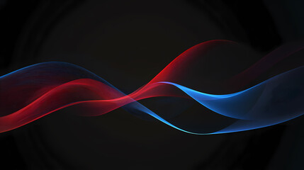 Abstract Art: Red and Blue Wave Lines on Black Background
